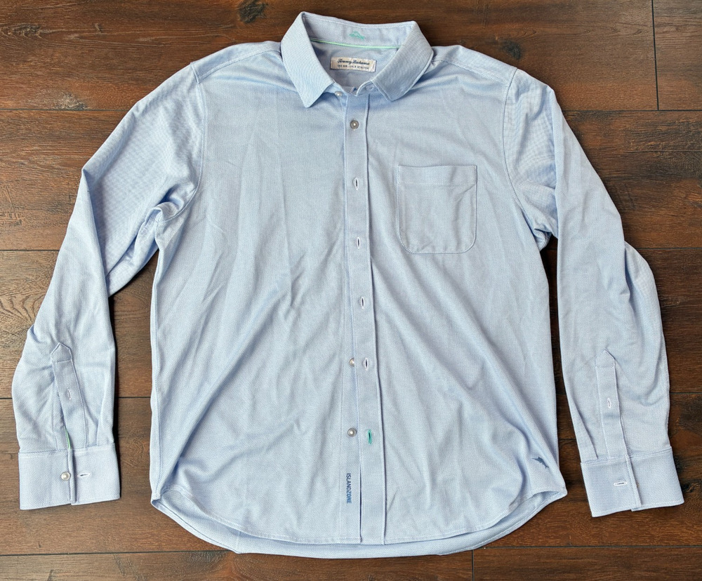 Tommy Bahama San Lucio Stretch Shirt Men’s L Blue Island Zone Long Sleeve